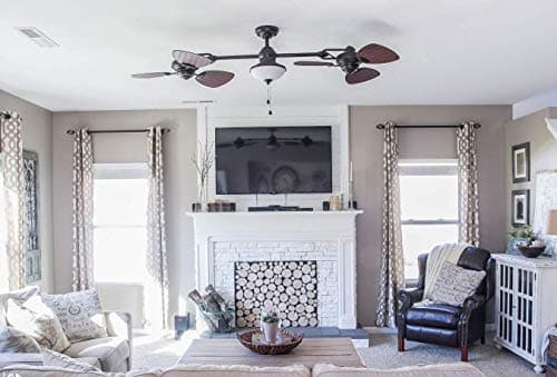 Harbor Breeze Twin Breeze Ii 74-in Oil-rubbed Bronze Outdoor Downrod Ceiling Fan