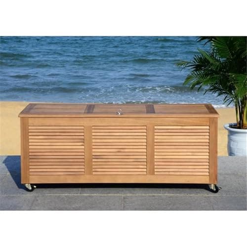 Safavieh PAT7038A Outdoor Collection Elina Teak 47.2" Cushion Deck Box