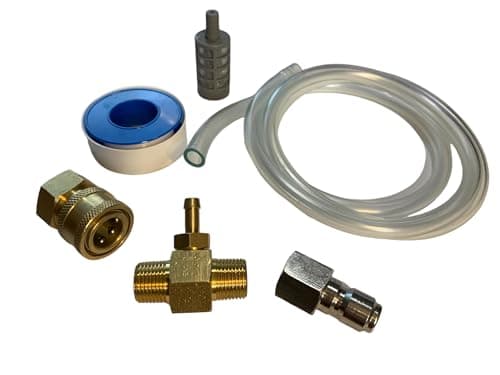 Kit Pressure Washer Chemical Detergent Soap Down Stream Injector 3-5 GPM 2.1 Orifice, Hose Filter & 3/8 NPT Size Quick Connects Various