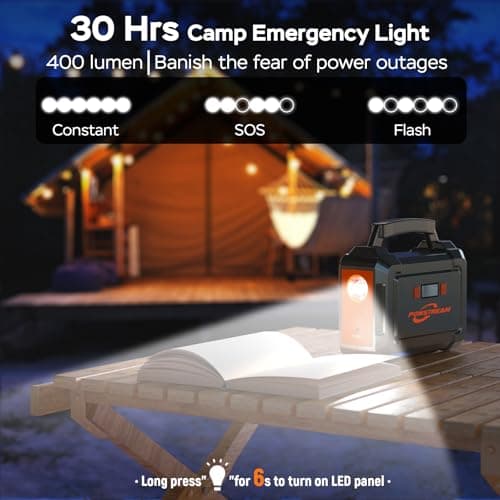 POWSTREAM 300W Solar Powered Generator 296Wh Portable Power Station with Solar Panel Foldable 60W Included, Battery Charger Power Bank with AC Outlet for RV Trip Camping Emergency Home Outage CPAP
