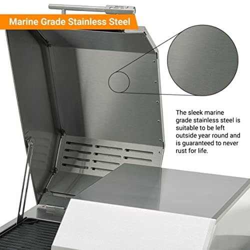 KENYON Texan Built-In Electric Grill, UL-Approved For Indoor And Outdoor Use, Stainless Steel Body, Rust-Proof Grill, Quick Heat Up, Alternative For Gas And Charcoal Grill, Dishwasher Safe Grates