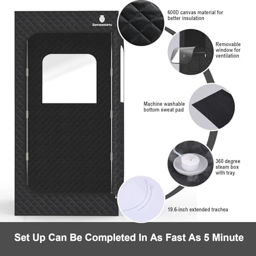 Portable Home Spa - Person Steam Sauna Tent with Quick Heat (1600W), Smart Remote & Leak-Proof Design - Sauna Box with FCC Certified Relaxation in 10 Minutes, (70.9"x 35.4"x 35.4")