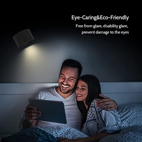 Koopala LED Reading Lights, Wall Mounted Sconces with 3 Color Temperatures & 3 Brightness Levels Rechargeable Battery Magnetic Ball 360°Rotation Touch Control, Lamps for Kids Study Bedside Closet