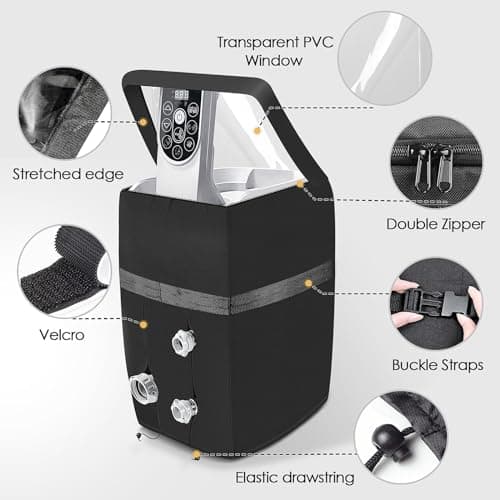 Hot Tub Spa Heater Pump Cover, Heavy Duty Inflatable Hot Tub Pump Cover with Zipper Opening and Transparent PVC Top Window for Multiple Hot Tub Spa Heater Pump on Market(Black, Cover only)