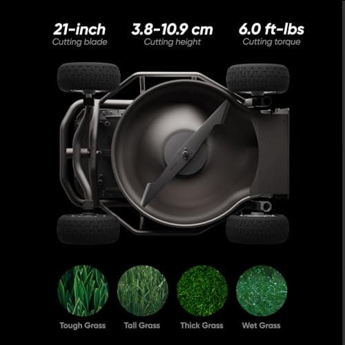 Remote Control Lawn Mower S1 2WD 56V18Ah, Robot Lawn Mower Multi-Functions with 1.8-4.6 Inch Cutting Height 21 Inch Real Blade, Robotic Lawn Mower for 45% Slope(24°) with Mowing 1.12 Acres