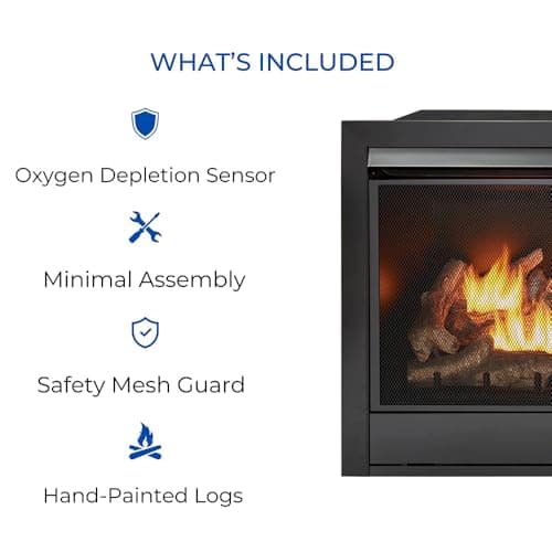 Duluth Forge Dual Fuel Ventless Gas Fireplace Insert, Remote Control, 9 Fire Logs, Use with Natural Gas or Liquid Propane, 32000 BTU, Heats up to 1500 Sq. Ft., Black