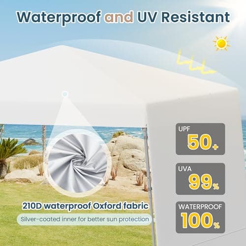 EROMMY 10'x10' Pop Up Canopy Tent with Convertible Sidewalls to Awnings, Easy Setup Outdoor Beach Tent, Portable Sun Shelter for Events, Parties and Camping, White