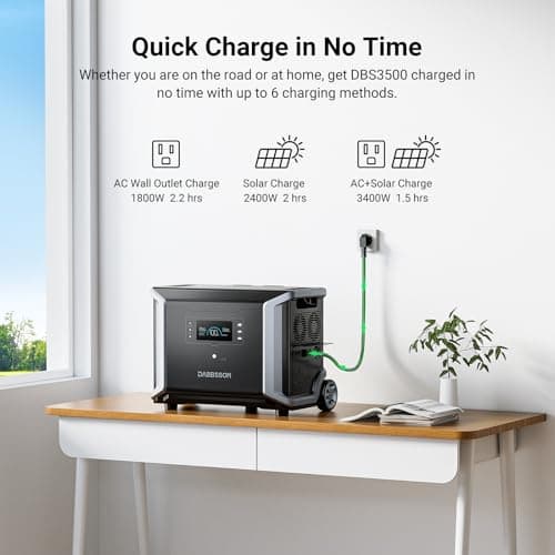 Dabbsson DBS3500 Portable Power Station with DBS5300B Extra Battery, Expand Capacity of Battery Generator from 3430Wh to 8750Wh, Solar Generator for Outdoor Camping, Home Backup, Emergency, RV