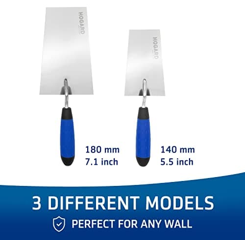HOGARD 5 1/2" Margin Trowel Premium | Made of Stainless Steel | Flat Masonry Hand Trowel Tool with Soft Grip Handle | The Best Bucket Trowel Concrete Tool.
