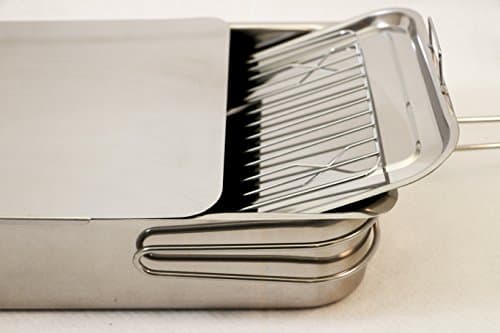 ExcelSteel Stainless Steel Stovetop Smoker, 14 1/2" X 10 1/2" X 4", Silver, Medium