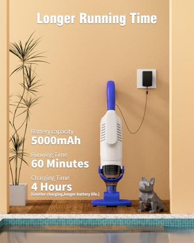 Little Shark Pool Vacuum for Above Ground Pool, Hot Tub Vacuum with a 60w Motor,18 Gal/Min Powerful Suction, Pool Vacuum with 5000mAh Battery, 1h Running Time