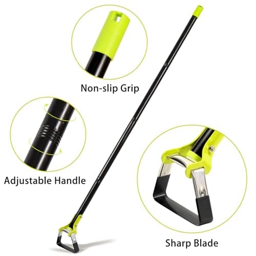 Garden Hoe - Adjustable Scuffle Hoe for Weeding Gardening Loosening Soil- Heavy Duty Hula Hoes with Long Handle - Stirrup Hoes, Garden Tools for Women Men (30-61in)