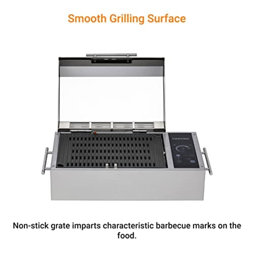 KENYON Frontier Portable Electric Grill, Single Burner With IntelliKEN Touch Control, Stainless Steel Body, Rust-Proof Grill, UL-Approved For Indoor And Outdoor Use, Dishwasher Safe Grates, 120V