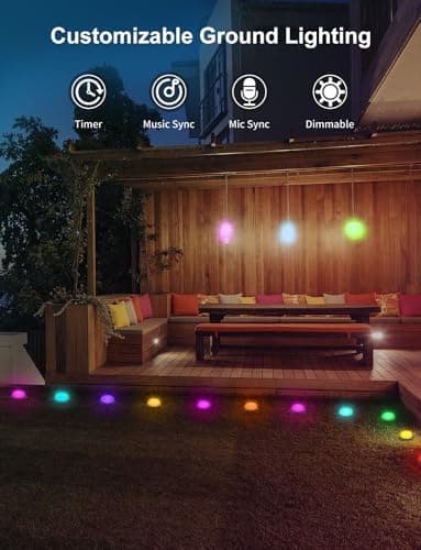 Outdoor Ground Lights 26 Pack, 59ft Smart RGBW+IC Pathway Lights Wired, IP65 Waterproof Landscape Lighting with Alexa, App Control, Walkway Lights for Garden, Yard, Patio, Lawn Decor