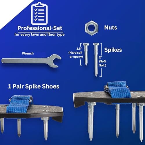 Lawn Aerator with Velcro Fastener - for Lawn Aeration or as Screed Shoes - Lawn Aerator Shoes as Perfect Aerator Lawn Tool - incl. Two Nail Lengths - Lawn dethatcher - epoxy Shoes