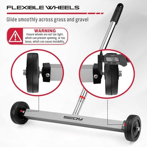 Magnet Sweeper Magnetic Nail Roller: 17-Inch Heavy Duty Magnet Nail Pickup Rolling Tool with Telescoping Adjustable Handle 8.8-Pound Capacity Ideal for Workshop Garage Yard Construction Cleanup