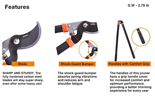 30'' Bypass Loppers Pruners Heavy Duty Garden Shear Tree Trimmer Branch Cutter Shrub Care Tool