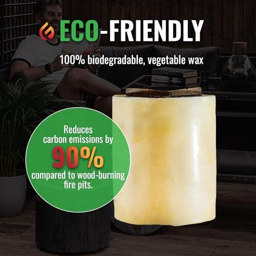 El Fuego Portable Wax Burning Fire Pit - Easy Start, Clean-Burning, No Wood Smoke with 8-Hour Starter Wax Fuel for Interval Burning - Ideal for Patios, Camping and Outdoor Use - Wood Pattern, Brown