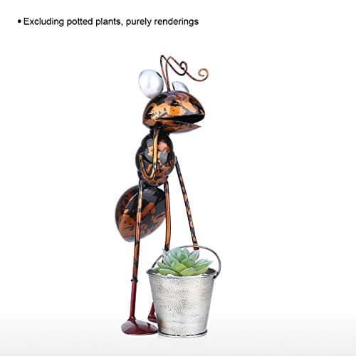 Tooarts Metal Ant Garden Decor Sculpture Home Patio Lawn Yard Indoor Outdoor Statue Ornament with Removable Bucket