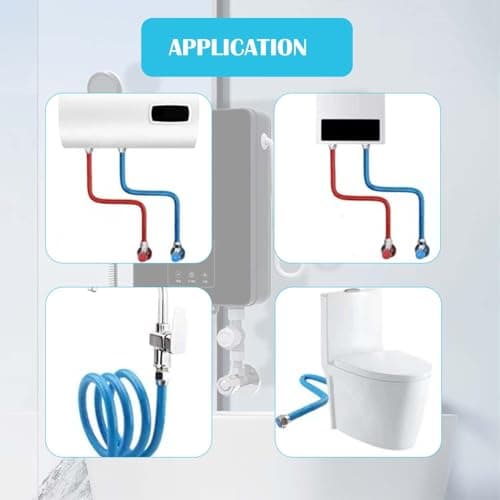 24 inch Flexible Stainless Steel Corrugated Water Heater Connector Hot and Cold Color Water Heater Hose 1/2 "FIP x 1/2" FIP 2pcs