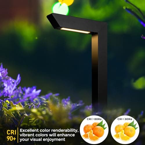 Gardencoin 3CCT LED Low Voltage Landscape Pathway Light, 12V Premium 3000K/4000K/5000K Selectable Path Lights Wired, Modern Walkway Lights Outdoor, Higher Housing with Larger Stake (19.7IN, 8 Pack)