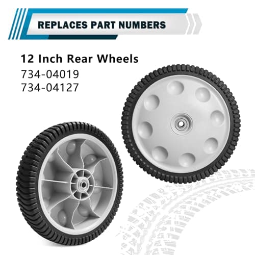 12 Inch 734-04019 Rear Wheel Replacement for MTD 734-04127, Lawn Mower Wheel 12" x 2.125" S-Wave Wheel Tire Compatible with Most Troy Bilt Walk-Behind Push Lawn Mower, 2 Pack
