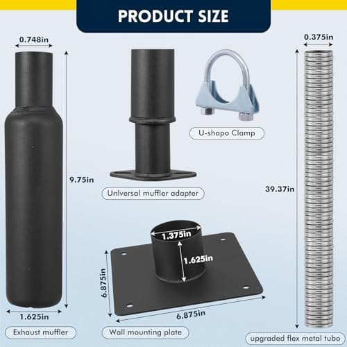 Generator Exhaust Extension Silencer Kit,with Two Universal Adapters Compatible Most Portable Generators wiht ALL-IN-ONE KIT, Reduces Noise by 60%,Compatible with All Portable Generators
