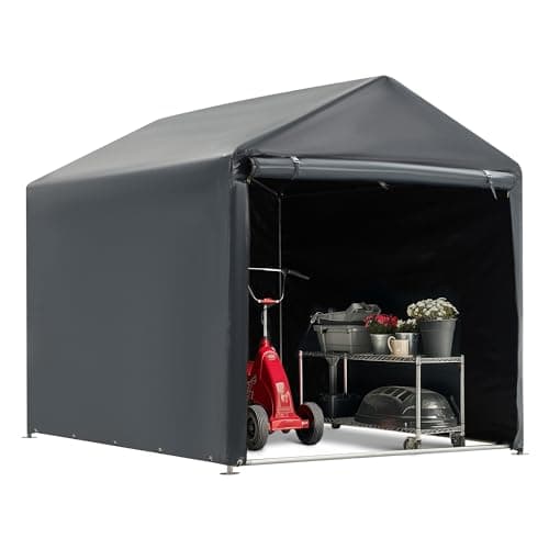 MELLCOM 5 x 7FT Carport Storage Shed, Heavy Duty Outdoor Storage Shed with Rolled up Zipper Door, Carport Canopy for Motorcycles, Bikes and Outdoor Tools
