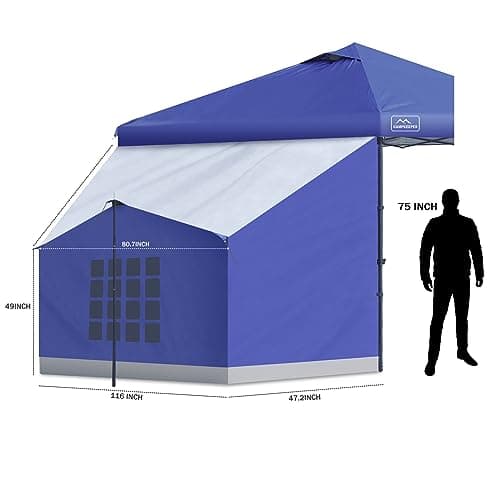 KAMPKEEPER Side Tent,Camping Tent for 10' x 10' Pop Up Canopy, Easy Set Up Gazebo,Compatible with 10' Wide Canopy Tents（Blue）