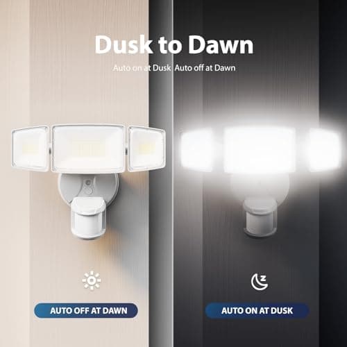 Onforu 75W LED Motion Sensor Outdoor Lights, Dusk to Dawn Flood Lights Outdoor Motion Sensor, Hardwired Security Lights Floodlights Outside 7500LM 6500K Daylight IP65 Waterproof (White)