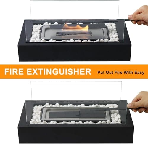 Metal Rectangle Table Top Firepit - Smores Maker Kit with 4 Roasting Sticks Indoor Tabletop Fire Pit & Outdoor Table Fireplaces, Gift for Mother's Day | Modern Home Décor, Housewarming & Birthday Gift