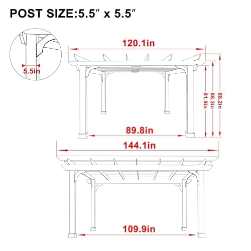MUPATER 10x12 FT All Cedar Wooden Pergola, Kit with Stakes, Quality Supported Structure, Snow and Wind Supported,Outdoor Pergola with Cedar Framed for Backyard, Deck, Lawn