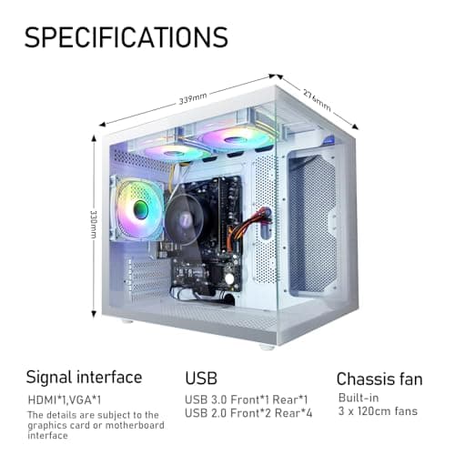 Pre Built Gaming PC RTX 4060 8G AMD Ryzen7 5700X(8Cores 3.4G UP to 4.6G) 1T SSD 32G RAM WI-FI 6 VR Business Desktop Computer White 4K