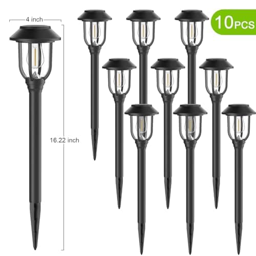10 Pack Solar Pathway Lights Outdoor Waterproof, Dusk to Dawn Auto On/Off LED Garden Lights, Easy Installation Landscape Lighting for Yard Garden Lawn Driveway