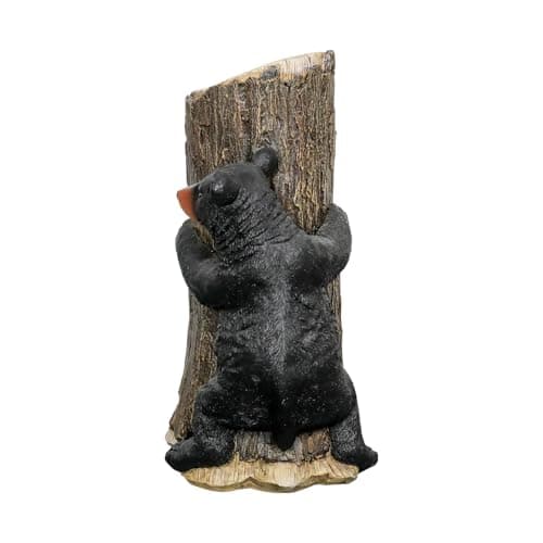 SKYFIRE Outdoor Garden Statues - 11.4”x 13.3”x 21.6“ Black Bear Tree Hugger Outdoor Sculpture for Home Decor, Concrete Lawn Ornament Decorations for Garden, Yard, Decor, House, Office Decor