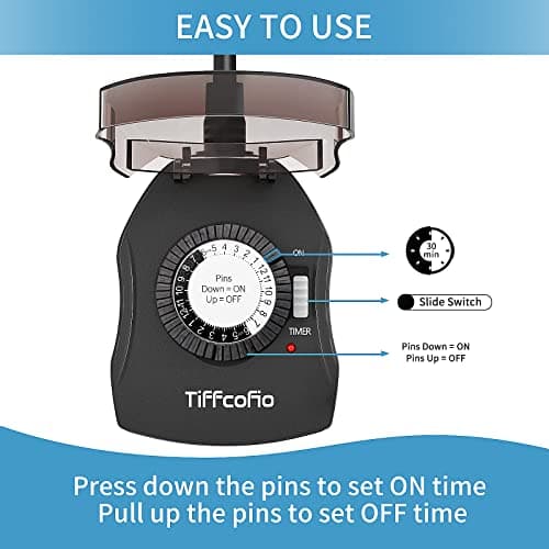 TiFFCOFiO Outdoor Timers Waterproof, 24 Hour Mechanical Outdoor Timer for Lights, Outdoor Outlet Timer, 2 Grounded Outlets for Yard and Garden, 15A 1/2HP, CSA Listed, 2 Pack