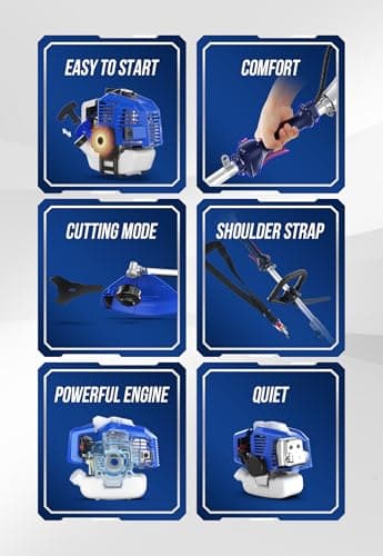 26cc Weed Wacker Gas Powered, 3 in 1 String Trimmer/Edger 17'' with 10'' Brush Cutter,Rubber Handle & Shoulder Strap Included
