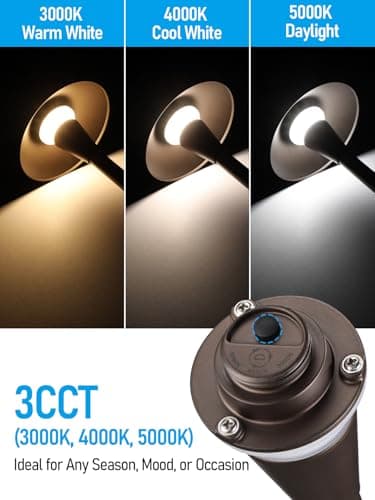 LEONLITE 3CCT Low Voltage Pathway Lights, 12-24V LED Landscape Path Light, 3000K/4000K/5000K Selectable, CRI90, IP65 Waterproof Landscape Lighting, Aluminum Housing, Oil Rubbed Bronze, Pack of 6