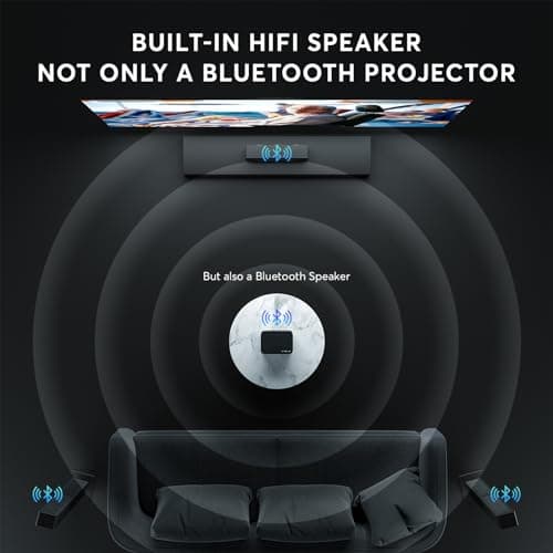 [2s Focus with Remote] PANSEBA 4K Projector, Native 1080P Bluetooth Projector, Portable Outdoor Movie Projector, Mini Projector for Home Theater, Compatible with Smartphone,HDMI,USB,TV Stick