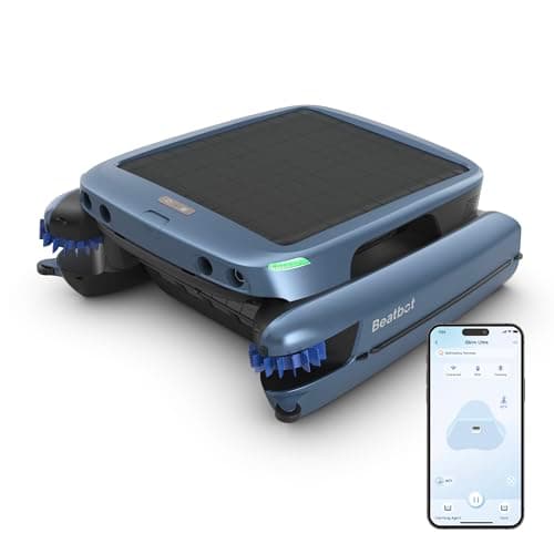 Beatbot iSkim Ultra Solar Powered Robotic Pool Skimmer, Pool Surface Cleaner Robot, Dual Charging Options, Water Clarification, Edge & Corner Cleaning, S-Path Optimization, App Control, Ocean Blue