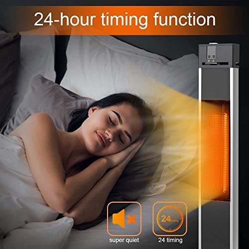 Electric Patio Heater for Outdoor Use, Infrared Heater w/Remote, Auto Shut Off, 500/1000/1500W Radiant Heater, Super Quiet 3s Instant Warm Vertical Space Heaters for Indoor Use Large Room