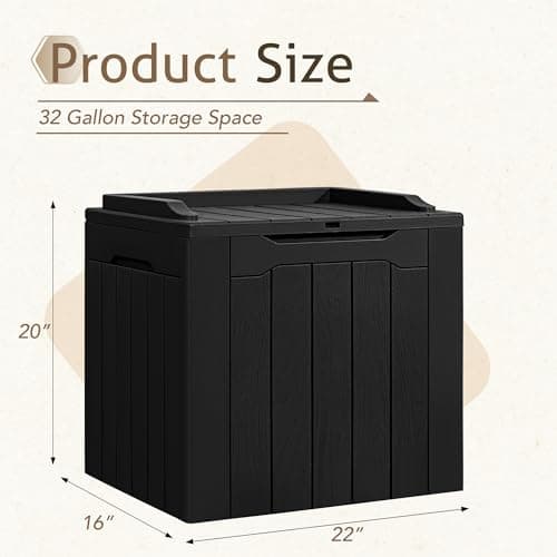 Flamaker Deck Box 31 Gallon Waterproof Resin Storage Box with Lid Indoor Outdoor Delivery Box Storage Bin for Patio Cushions (Black)