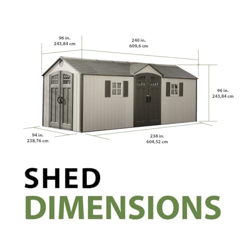 Lifetime 60127 20 x 8 Ft. Outdoor Storage Shed, Desert Sand