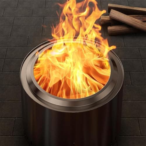 15 inch Stainless Steel Smokeless Fire Pit, Outdoor Smokeless Firepit, Wood Burning Fire Pits for Camping, Bonfire, Low Smoke Firepit for Outside (Oblique Hole)