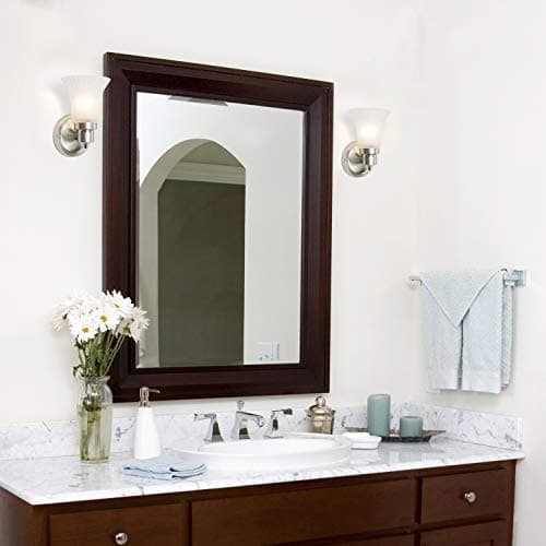 Design House 504977 The Village Traditional 1-Light Indoor Dimmable Wall Sconce with Frosted Flute Glass and Twist On/Off Switch for Bathroom Bedroom Hallway, Satin Nickel