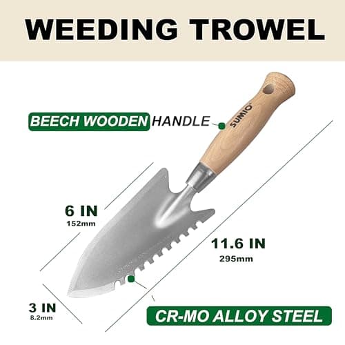 SUMIO 11.6" Weeding Trowel with Serrated Edge, Alloy Steel Digging Trowel Garden Shovel for Digging, Planting, and Loosening Soil