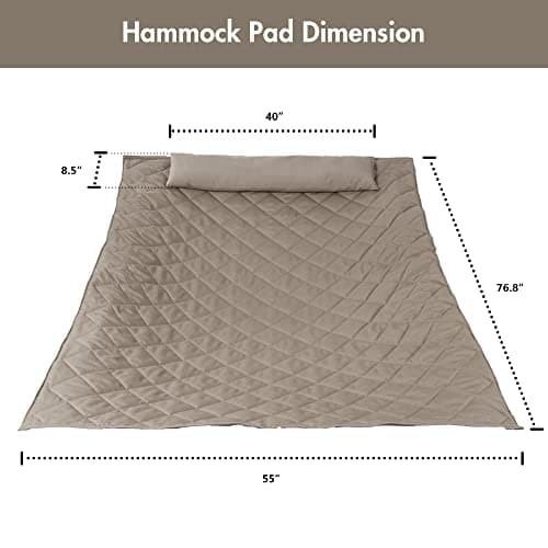 ANOW Double Hammock Pad and Pillow Set, 2 Person Polyester Hammock Pad, Light Brown