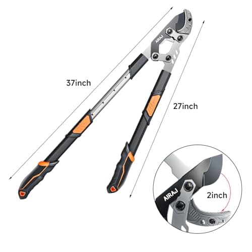 AIRAJ 27-37'' Extendable Anvil Loppers for Tree Trimming Heavy Duty with Compound Action | Branch Cutter with 2” Cutting Capacity | Chops Thick Branches Ease | Garden Lopper Pruning Shears Heavy Duty
