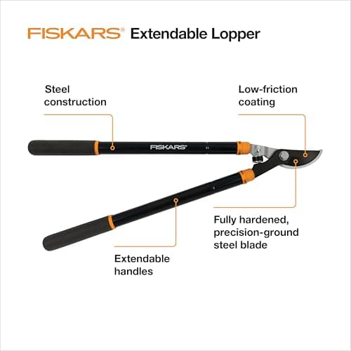 Fiskars Loppers for Tree Trimming, Heavy Duty, with Extendable Handle (24.5"-37" Range), Sharp Bypass Steel Blade Tree Branch Cutter up to 1.5-Inch Diameter Cut Capacity