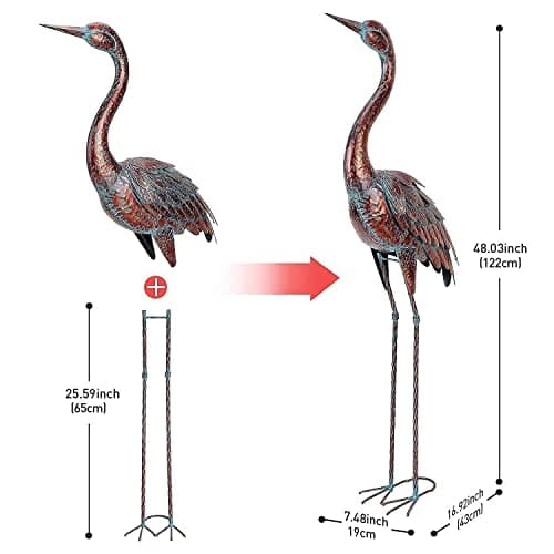 chisheen Outdoor Garden Crane Statues and Sculptures Metal Yard Art Statue for Garden Decoration Large Size